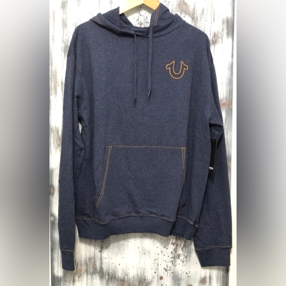 True Religion Embroidered HS Logo Pullover Hoodie ~Navy~Size XL~NWT